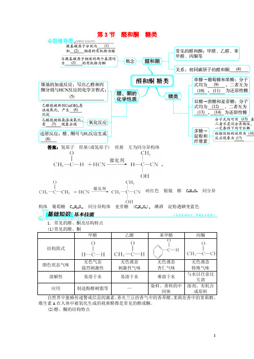 高中化学 第2章 官能团与有机化学反应 烃的衍生物 第3节 醛和酮糖类学案 鲁科版选修5