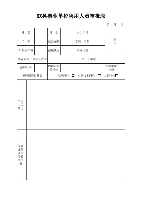 事业单位聘用人员审批表