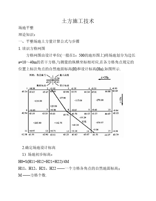 方格网法土方量计算及测量