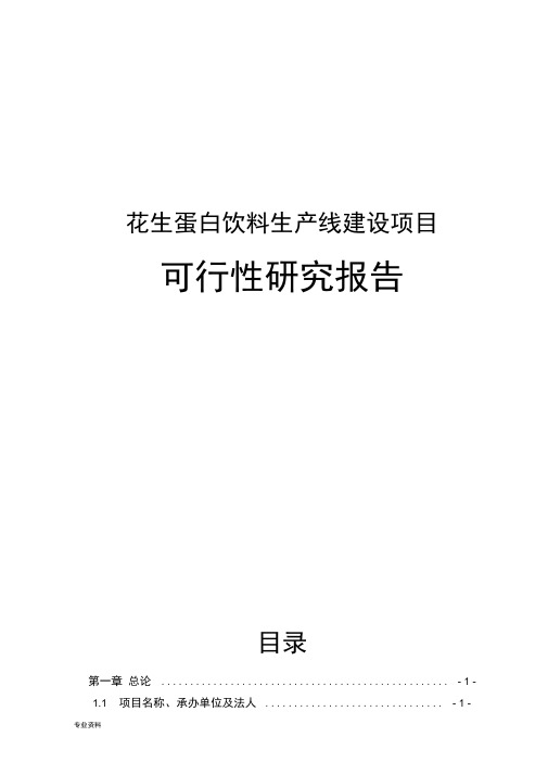 年产5000吨花生蛋白饮料生产线新建项目可行性研究报告