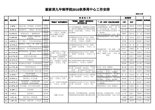 秋季值周及中心工作安排(1)