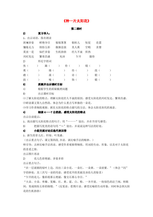 六年级语文上册第七单元20《种一片太阳花》教案2鄂教版