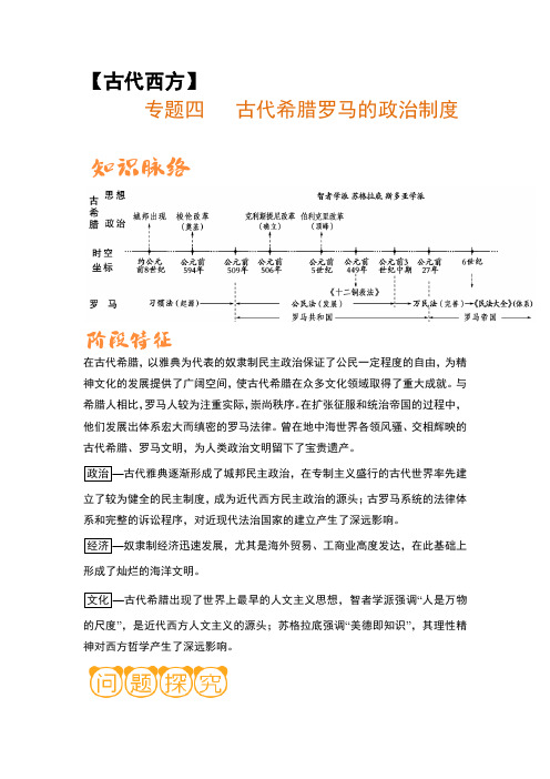 高考历史二轮复习精品  古代希腊罗马的政治制度