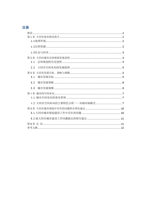 (完整版)大同市城市总体规划空间布局分析