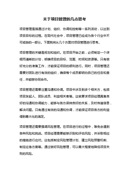 关于项目管理的几点思考