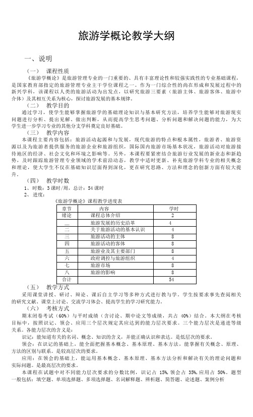 旅游学概论  教学大纲