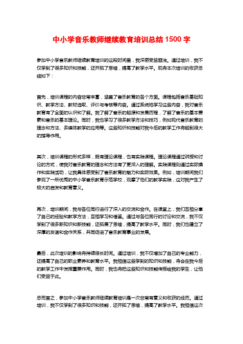 中小学音乐教师继续教育培训总结