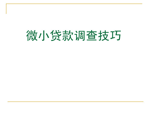 小微企业贷款调查技巧--陶建军