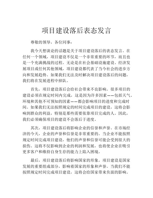 项目建设落后表态发言