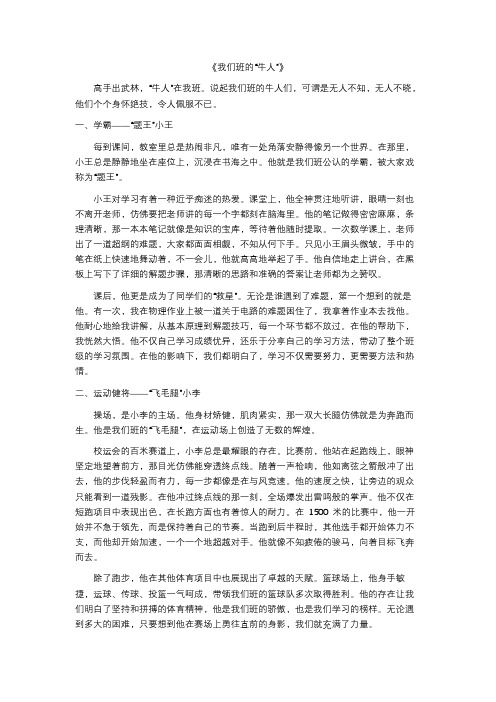 我们班的牛人六百字