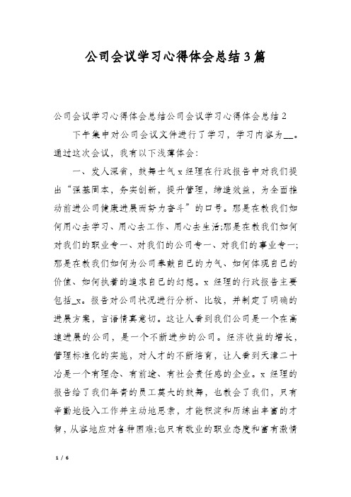 公司会议学习心得体会总结3篇