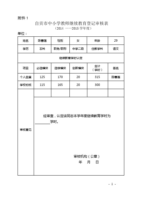 陈善莲自贡市中小学教师继续教育登记审核表.doc1211