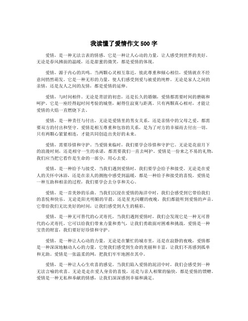 我读懂了爱情作文500字