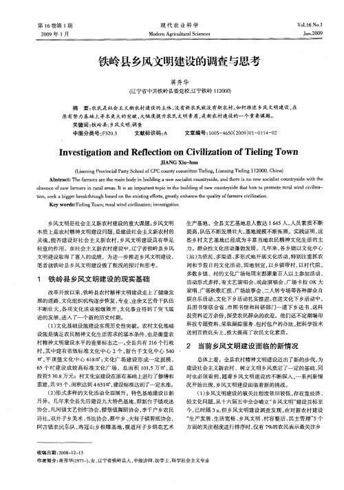 铁岭县乡风文明建设的调查与思考