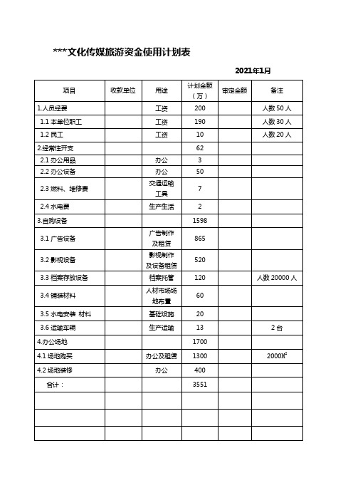 资金使用计划表