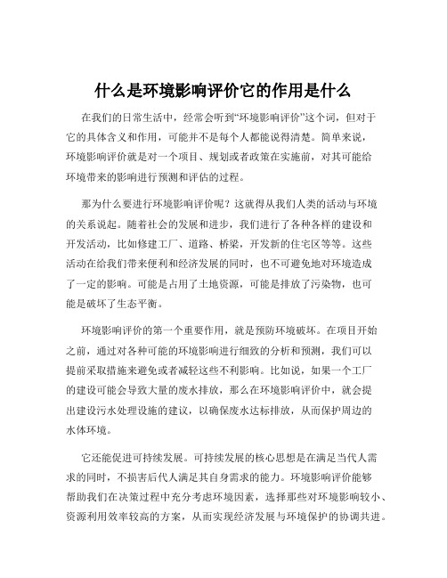 什么是环境影响评价它的作用是什么