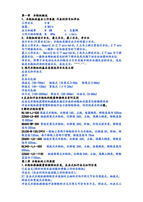 长沙理工大学水力机械考试题目汇总修订版