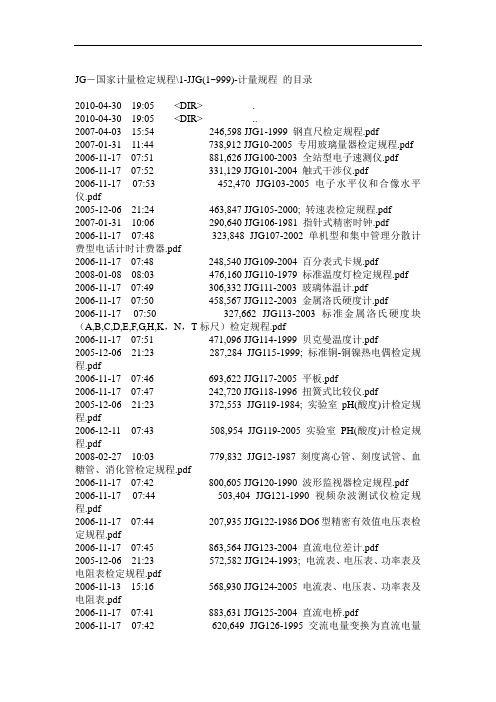 1400多个国家计量检定规程汇总(JJG_标准)概论