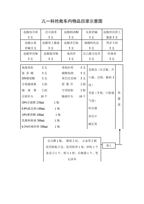 抢救车内物品目录示意图