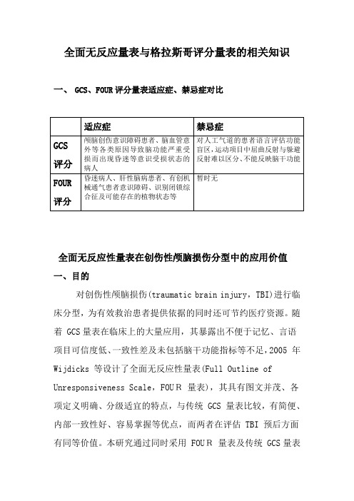 GCS、FOUR评分量表的相关知识