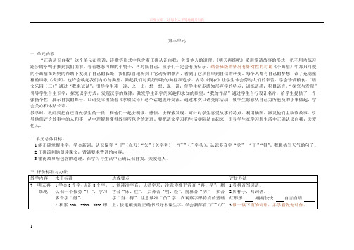 鄂教版小学语文一年级下册第三单元单元要点 (2)