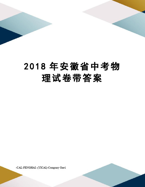 2018年安徽省中考物理试卷带答案