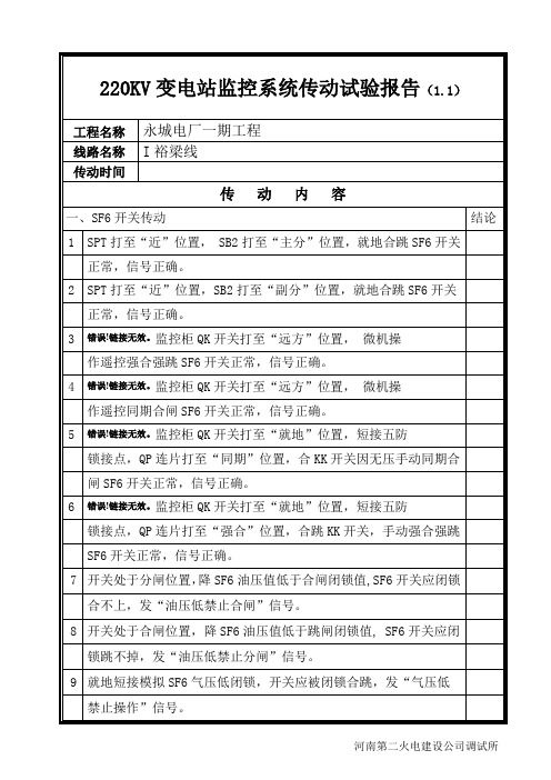 220KV传动试验报告1