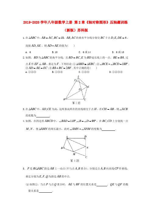 2019-2020学年八年级数学上册 第2章《轴对称图形》压轴题训练 (新版)苏科版.doc
