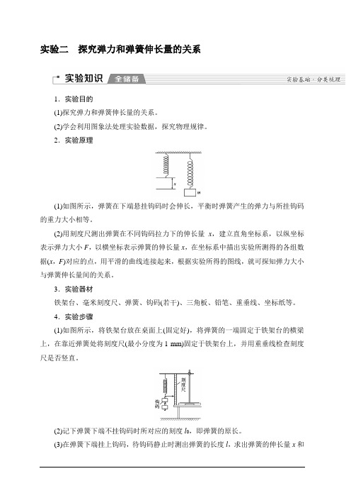 2020版新一线高考物理(新课标)一轮复习教学案：第2章 实验二 探究弹力和弹簧伸长量的关系 含答案