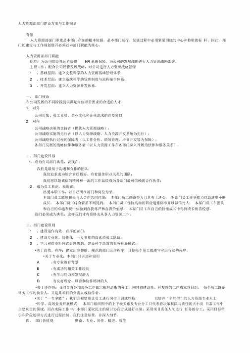 人力资源部部门建设方案与工作规划