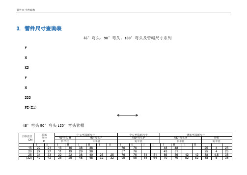 管件尺寸查询表