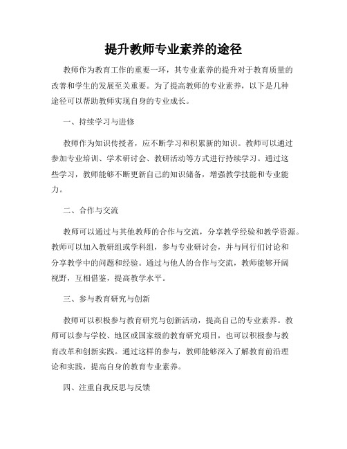 提升教师专业素养的途径