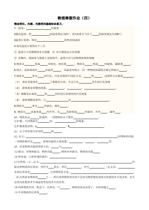 九年级物理寒假作业(四)