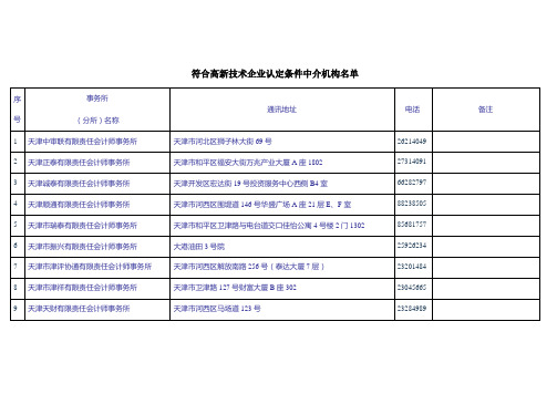 符合高新技术企业认定条件中介机构名单