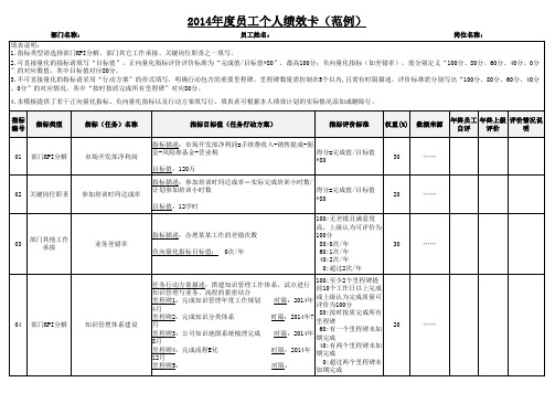 员工个人绩效卡填写范例