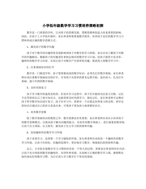 小学低年级数学学习习惯培养策略初探