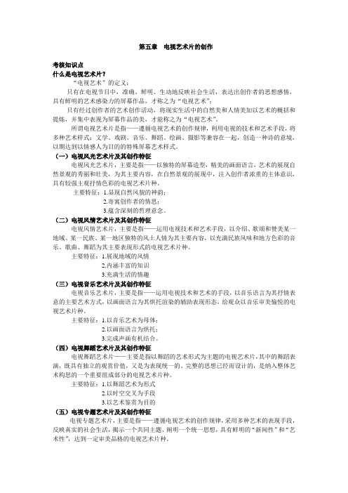 自考 电视艺术片创作 第五章 电视艺术片的创作