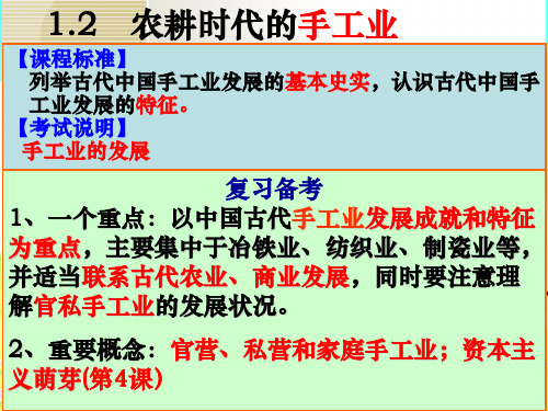 高中历史必修二《专题一古代中国经济的基本结构和特点二古代中国的手工业经济》1924人民版PPT课件