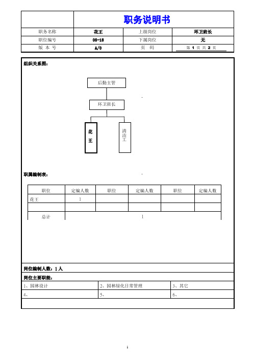 行政部花王职务说明书