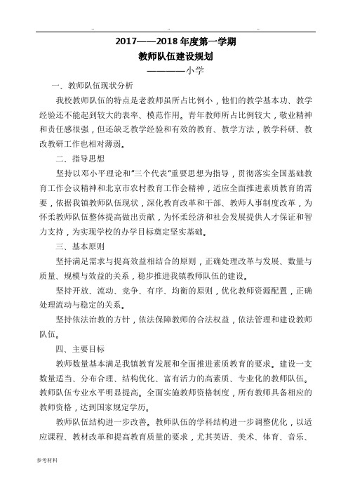 教师队伍建设规划