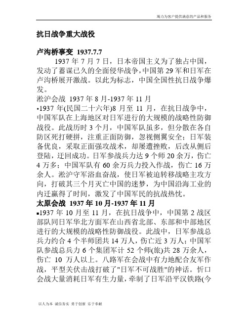 抗日战争重大战役