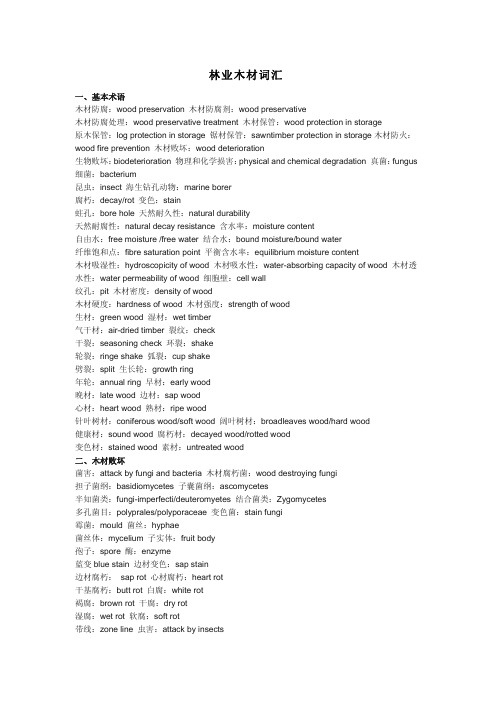 林业木材词汇(英汉对照)
