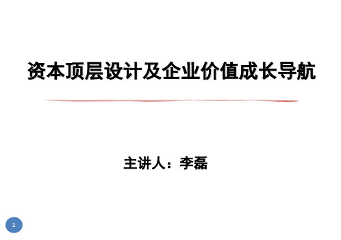 北大清华著名资本运作专家(新华联基金执行合伙人)李磊--《资本顶层设计及企业价值成长导航》课件