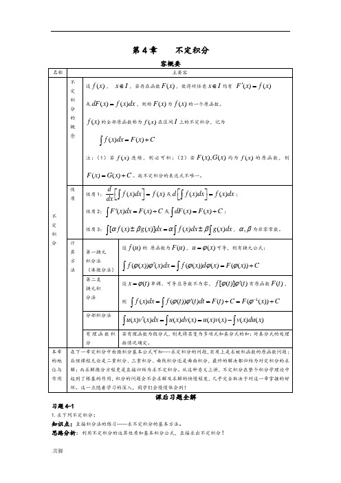 高等数学第四章不定积分课后习题详细讲解