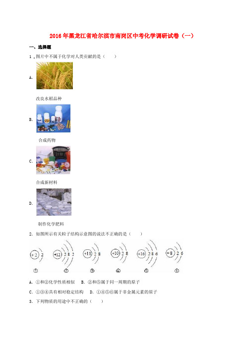 黑龙江省哈尔滨市南岗区2016届中考化学调研试卷(一)(含解析)