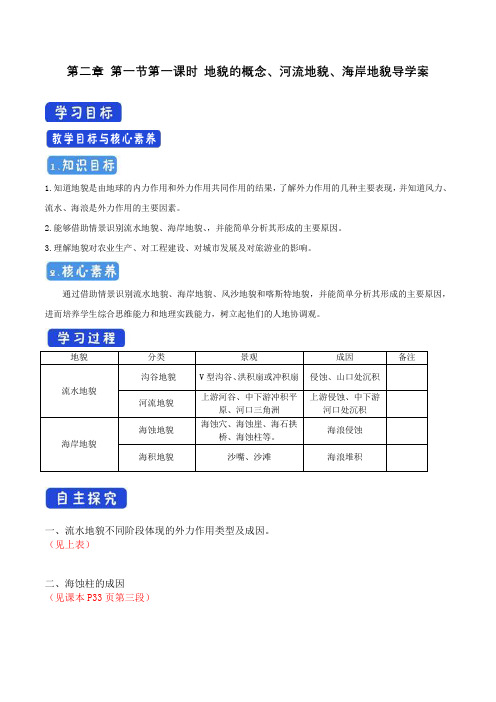 2.1.1 地貌的概念、河流地貌、海岸地貌导学案(2)-中图版高中地理必修第一册