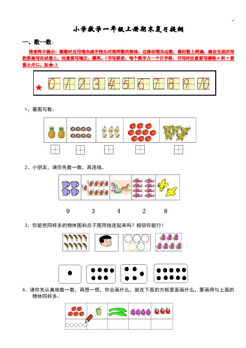 一年级数学复习资料提纲