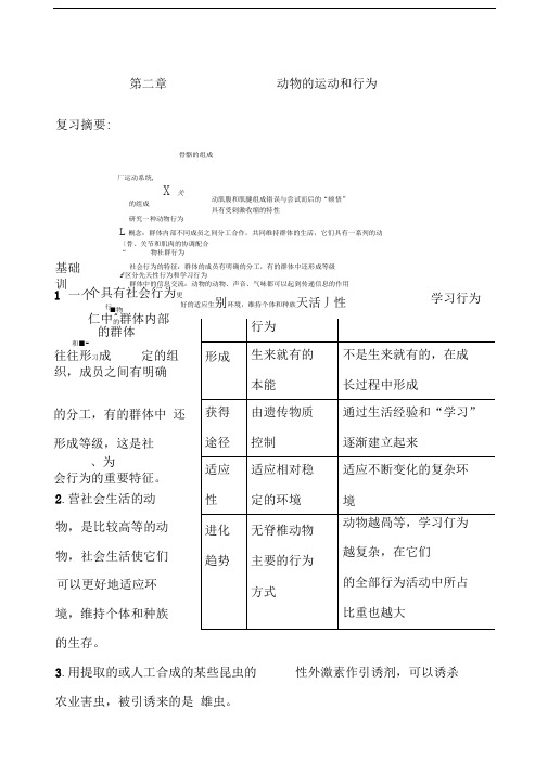 动物的运动和行为》练习及答案