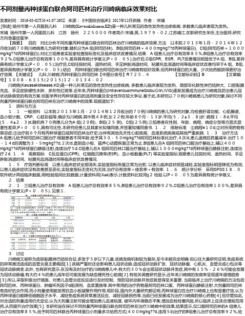 不同剂量丙种球蛋白联合阿司匹林治疗川崎病临床效果对比