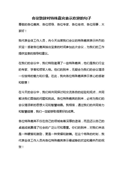 会议致辞对特殊嘉宾表示欢迎的句子